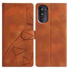 For Motorola Moto G52 Triangles Embossed Leather Phone Case(Brown) - 1
