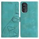 For Motorola Moto G52 Triangles Embossed Leather Phone Case(Green) - 1