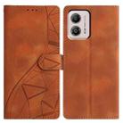 For Motorola Moto G53 5G Triangles Embossed Leather Phone Case(Brown) - 1