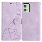 For Motorola Moto G54 Triangles Embossed Leather Phone Case(Purple) - 1