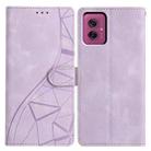 For Motorola Moto G55 Triangles Embossed Leather Phone Case(Purple) - 1