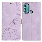 For Motorola Moto G60 Triangles Embossed Leather Phone Case(Purple) - 1
