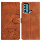 For Motorola Moto G60 Triangles Embossed Leather Phone Case(Brown) - 1