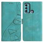 For Motorola Moto G60 Triangles Embossed Leather Phone Case(Green) - 1