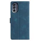 For Motorola Moto G62 5G Triangles Embossed Leather Phone Case(Blue) - 3