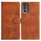 For Motorola Moto G62 5G Triangles Embossed Leather Phone Case(Brown) - 1