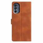 For Motorola Moto G62 5G Triangles Embossed Leather Phone Case(Brown) - 3