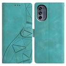 For Motorola Moto G62 5G Triangles Embossed Leather Phone Case(Green) - 1