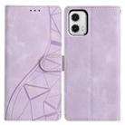 For Motorola Moto G73 Triangles Embossed Leather Phone Case(Purple) - 1