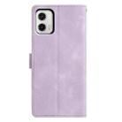 For Motorola Moto G73 Triangles Embossed Leather Phone Case(Purple) - 3