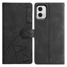For Motorola Moto G73 Triangles Embossed Leather Phone Case(Black) - 1