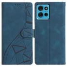 For Motorola Moto G75 5G Triangles Embossed Leather Phone Case(Blue) - 1