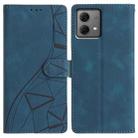 For Motorola Moto G84 Triangles Embossed Leather Phone Case(Blue) - 1