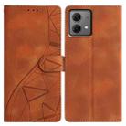 For Motorola Moto G84 Triangles Embossed Leather Phone Case(Brown) - 1