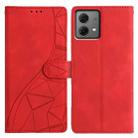 For Motorola Moto G84 Triangles Embossed Leather Phone Case(Red) - 1
