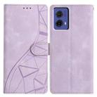For Motorola Moto G85 Triangles Embossed Leather Phone Case(Purple) - 1