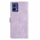 For Motorola Moto G85 Triangles Embossed Leather Phone Case(Purple) - 3