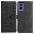 For Motorola Moto G85 Triangles Embossed Leather Phone Case(Black) - 1