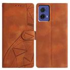 For Motorola Moto G85 Triangles Embossed Leather Phone Case(Brown) - 1