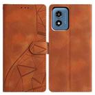 For Motorola Moto G Play 2024 Triangles Embossed Leather Phone Case(Brown) - 1