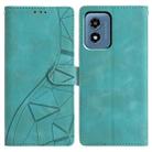 For Motorola Moto G Play 2024 Triangles Embossed Leather Phone Case(Green) - 1