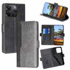 For Redmi Note 14 4G 164.84mm Contrast Color Side Buckle Leather Phone Case(Black + Grey) - 1