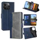 For Redmi Note 14 4G 164.84mm Contrast Color Side Buckle Leather Phone Case(Blue + Grey) - 1