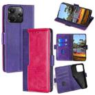 For Redmi Note 14 4G 164.84mm Contrast Color Side Buckle Leather Phone Case(Purple + Rose Red) - 1