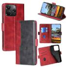 For Redmi Note 14 4G 164.84mm Contrast Color Side Buckle Leather Phone Case(Red + Black) - 1