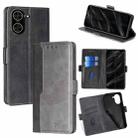 For Redmi A5 4G 171.7mm Contrast Color Side Buckle Leather Phone Case(Black + Grey) - 1