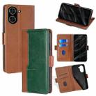 For Redmi A5 4G 171.7mm Contrast Color Side Buckle Leather Phone Case(Light Brown + Green) - 1