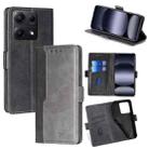 For Redmi Note 14S 4G Contrast Color Side Buckle Leather Phone Case(Black + Grey) - 1