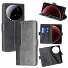 For Xiaomi 15 Ultra Contrast Color Side Buckle Leather Phone Case(Black + Grey) - 1