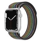 For Apple Watch 42mm / 41mm / 40mm / 38mm xDfind Dual-Section Loop Nylon Watch Band(Black Rainbow) - 1