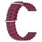 22mm xDfind Ocean Style Silicone Solid Color Watch Band(Wine Red) - 2