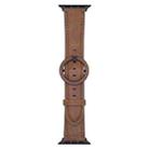 For Apple Watch 46mm / 49mm / 45mm / 44mm xDfind Round Buckle Leather Watch Band(Yellow Brown) - 1