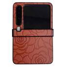 For Huawei Pura X Three-stage Impression Camellia Pattern Protective Phone Case(Brown) - 1