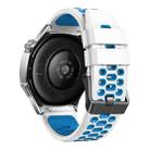 22mm Three-row Hole Breathable Two Color Silicone Watch Band(White Blue) - 2