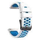 22mm Three-row Hole Breathable Two Color Silicone Watch Band(White Blue) - 3