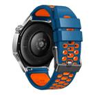 22mm Three-row Hole Breathable Two Color Silicone Watch Band(Royal Blue Orange) - 2