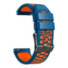 22mm Three-row Hole Breathable Two Color Silicone Watch Band(Royal Blue Orange) - 3