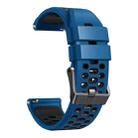 22mm Three-row Hole Breathable Two Color Silicone Watch Band(Royal Blue Black) - 3