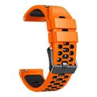 22mm Three-row Hole Breathable Two Color Silicone Watch Band(Orange Black) - 3