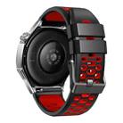 22mm Three-row Hole Breathable Two Color Silicone Watch Band(Black Red) - 2