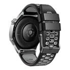 22mm Three-row Hole Breathable Two Color Silicone Watch Band(Black Grey) - 2