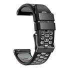 22mm Three-row Hole Breathable Two Color Silicone Watch Band(Black Grey) - 3