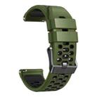 22mm Three-row Hole Breathable Two Color Silicone Watch Band(Army Green Black) - 3
