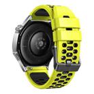 22mm Three-row Hole Breathable Two Color Silicone Watch Band(Lime Black) - 2