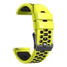 22mm Three-row Hole Breathable Two Color Silicone Watch Band(Lime Black) - 3