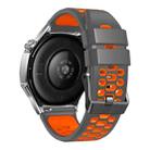 22mm Three-row Hole Breathable Two Color Silicone Watch Band(Dark Grey Orange) - 2